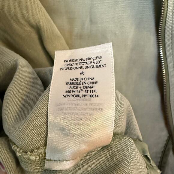 Alice + Olivia Leonarda Jumpsuit Cropped Belted Linen Blend Light Green Size 6 - Picture 7 of 7